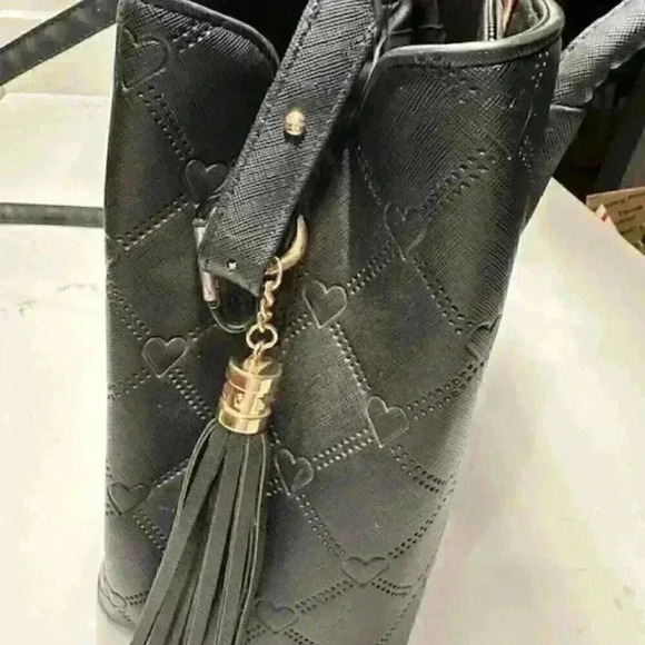 NWOT Crossi Black Vegan Leather Tote Shoulder Bag - Picture 11 of 12